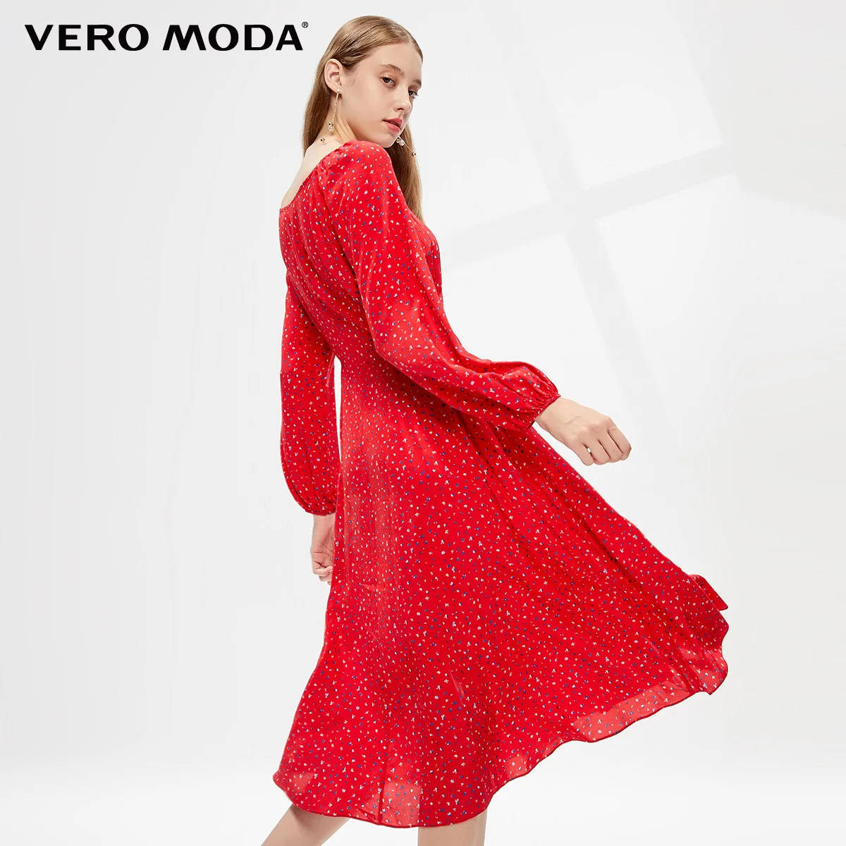 Vero Moda Новое цветочное Королевское платье с рукавами во французском стиле с квадратным воротником | 31937D517