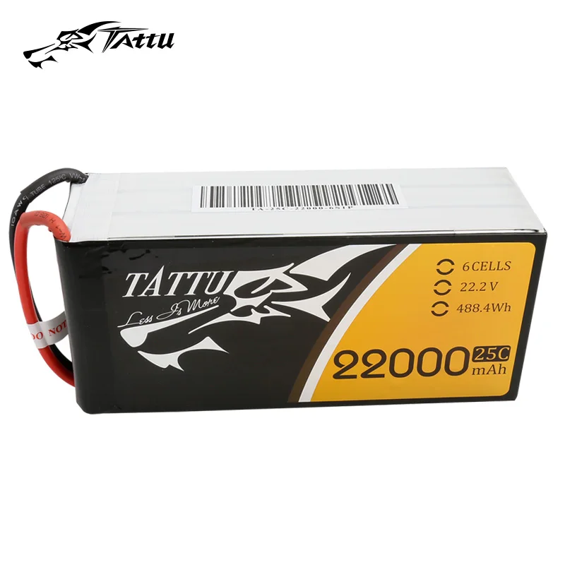 

TATTU 22000mAh 22,2 V 6S 488wh LiPO батарея Burst 25C для большой нагрузки Multirotor FPV Drone гексакоптер октокоптер