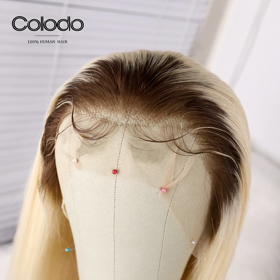 COLODO, 613, парик на кружеве с Babyhair, бразильские волосы, Remy, предварительно выщипанные, Омбре, блонд, человеческие волосы, парик, прямые парики для черных женщин