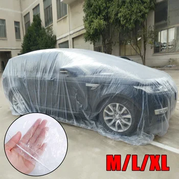 

Transparent Car Cover Dust-Proof Waterproof Disposable Portable M/L/XL Car Decoration Accessories PE With Elastic Car Cover