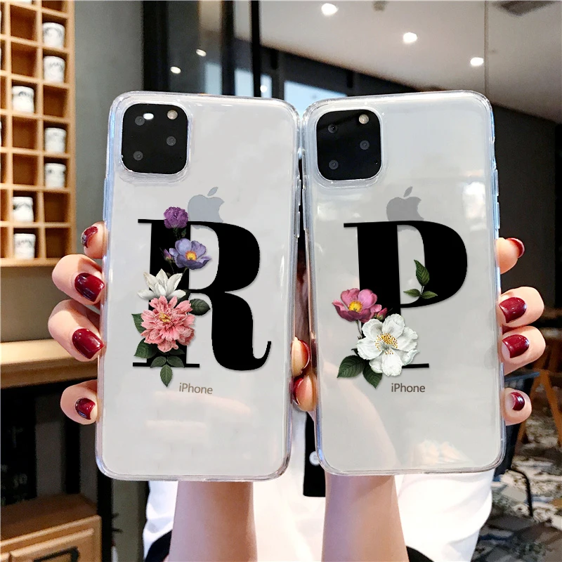 Fashion Customized Initial Letter Soft Clear TPU Phone Case For IPhone XS 11 Pro Max 7 8 6s Plus XR X Transparent Silicone Cover Fashion Customized Initial Letter Soft Clear TPU Phone Case For IPhone XS 11 Pro Max 7 8 6s Plus XR X Transparent Silicone Cover