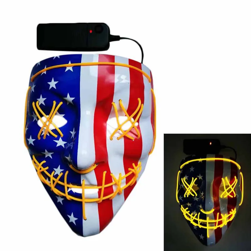 DU0599Y Halloween LED Light Up Party Masks The Purge Election Year Great Funny Flag Masks Festival Cosplay Costume Supplies Glow In Dark - Цвет: DU0599Y