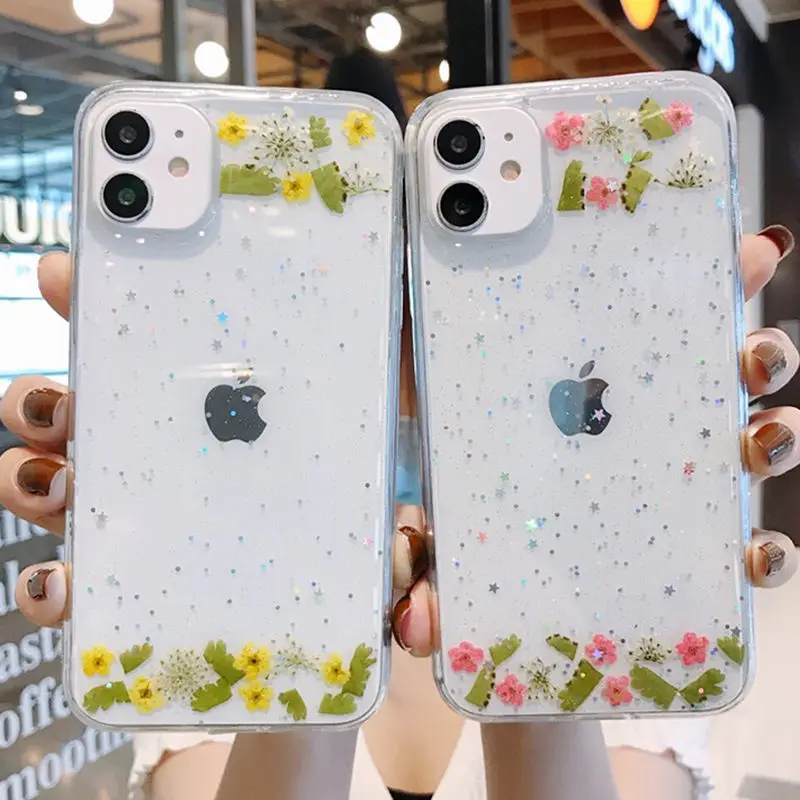 Блестящий Прозрачный чехол для телефона с настоящими цветами iPhone 11 11Pro Max XR X XS 6 6S 7