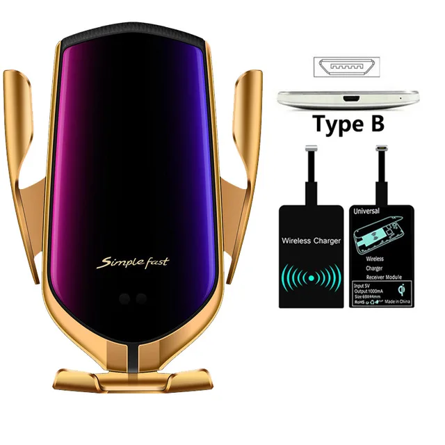 For Type-B Qi автомобильное зарядное устройство для телефона для samsung Quick 3,0 Usb быстрое зажимное крепление вентиляционное отверстие для iPhone Xs Max XR samsung Fast Charg - Тип штекера: For Type-B