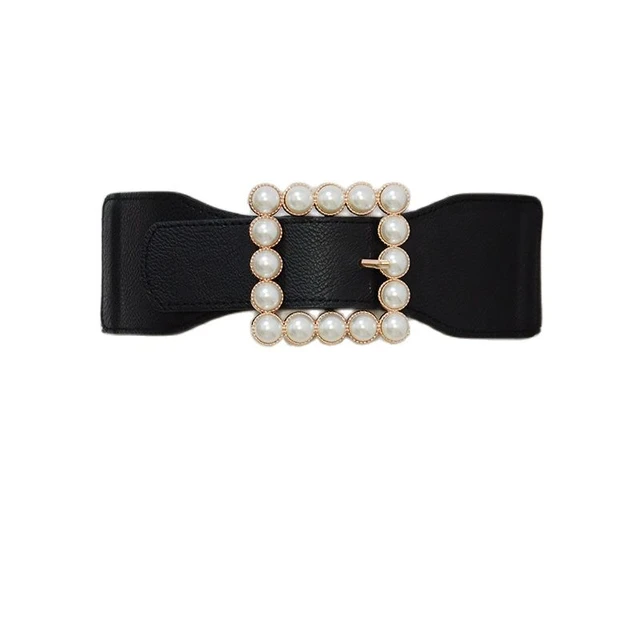 Belt handmade pearls light blue M 80cm