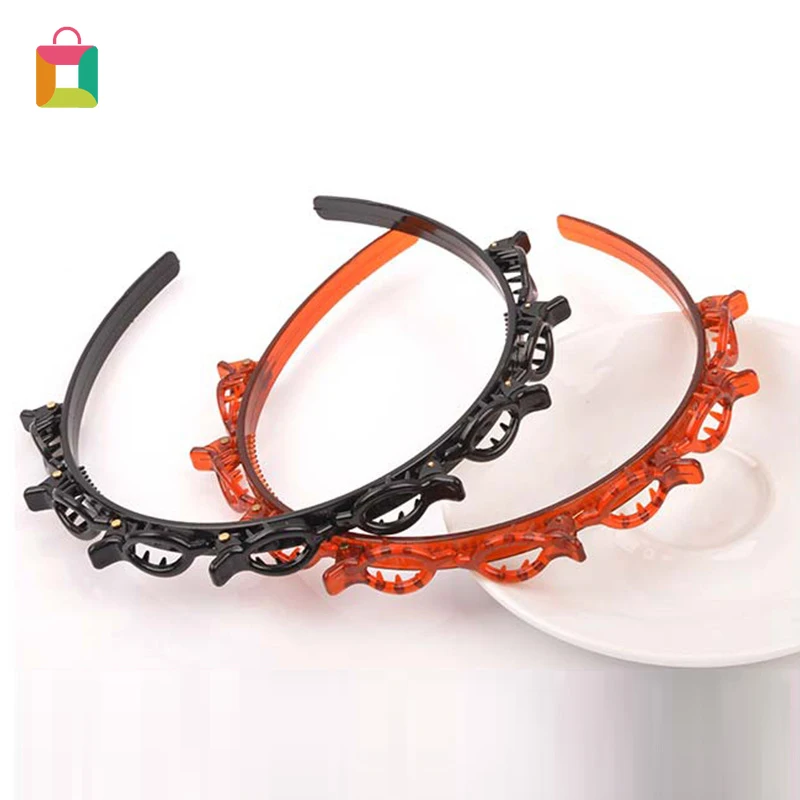 

Double Layer Twist Plait Head band Hair Tools, Double Bangs Hairstyle Hairpin, Multi-layer hollow woven headband Glittery