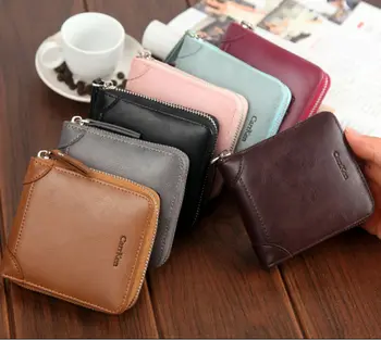 

Mens Letter Wallets Fashion Female Small PU Leather Square Purse Short Unisex Portable Handbag For Zipper Bank Card Holder Pack