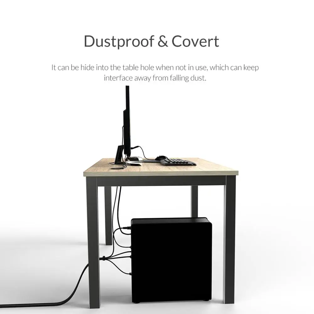 ORICO Desktop Grommet USB 3 0 HUB With Headphone Microphone Port Type C HUB OTG Adapter Splitter For Laptop Accessories