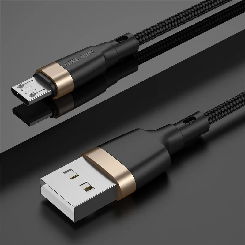 USLION QC3.0 Micro USB кабель для Xiaomi Redmi Note 5 Pro 4 Быстрая зарядка USB кабель для samsung S7 мобильный телефон зарядное устройство Шнур данных - Цвет: Gold