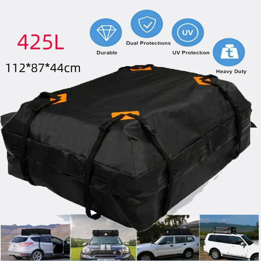 

112x84x44cm Waterproofs Cargo Roof Bag Rooftop 425L Large Capacity Luggage Box Top Carrier Black Storage Travel For SUV Cars