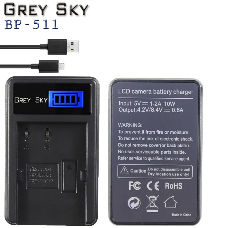 BP 511 511A BP511 BP-511 Батарея+ ЖК-дисплей USB Зарядное устройство для Canon 300D 10D 20D 30D 40D 50D PowerShot G1 G2 G3 G5 G6 90 90IS камера