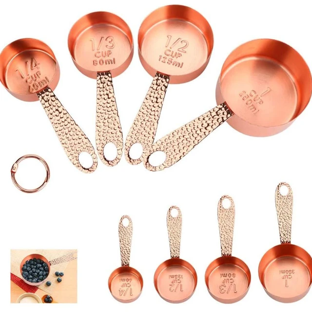 Measuring Cups Set of 4, Rose Gold Stainless Steel Measuring Cup