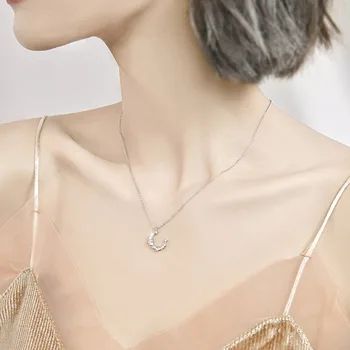 

S925 Fine Silver Moon Necklace Women's Korean-style Simple Cool Online Celebrity Pendant Fashion Elegant Choker Ornament