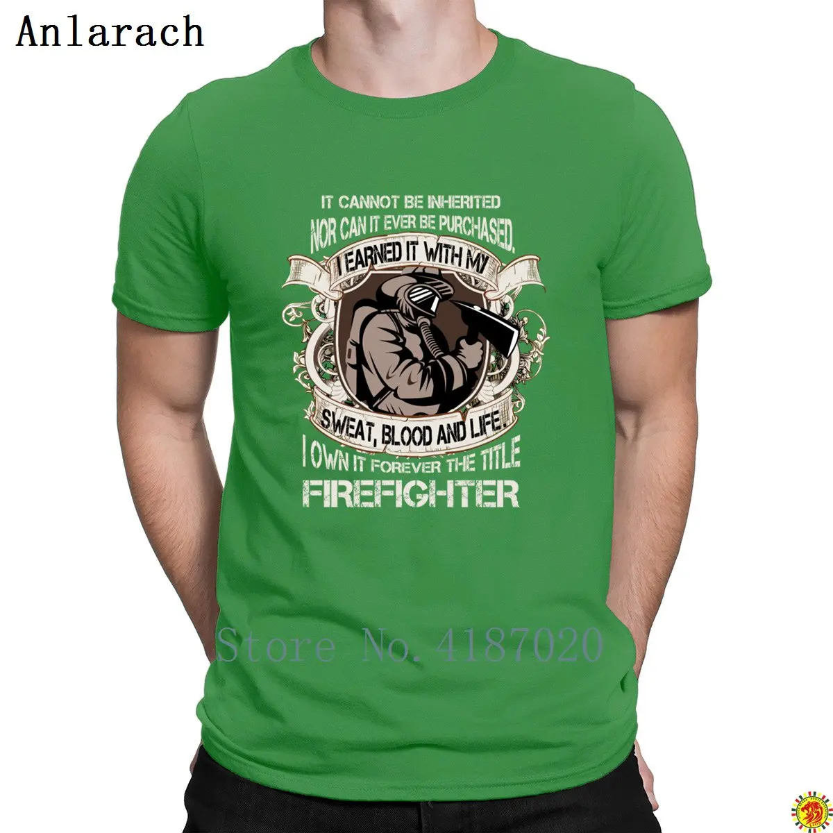 

The Title Firefighter T-Shirts Letter Fitted Solid Color Summer Men's T Shirt Loose Print Building 100% Cotton