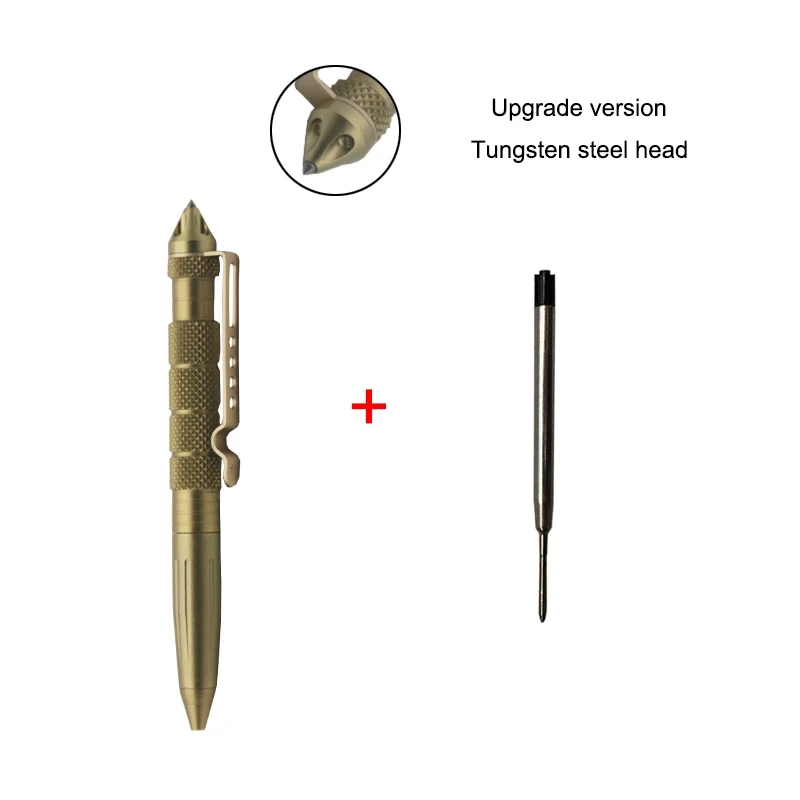 Защитная тактическая ручка карманная авиационная алюминиевая противоскользящая Военная Самозащита Ручка в Военном Стиле стеклянный выключатель Противоскользящий набор для выживания - Цвет: Gold