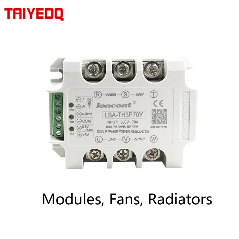 Módulo Regulador de Tensão ac com Dissipador de Calor e Ventilador Regulador de Potência Tiristor Relé de Estado Sólido Escurecimento Fase 50 A-90 a
