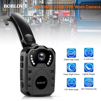 

BOBLOV WN10 HD 1080P Body Cam Portable Infrared IR Night Police Camera Loop Record Security DVR Video Recorder Wearable Camera