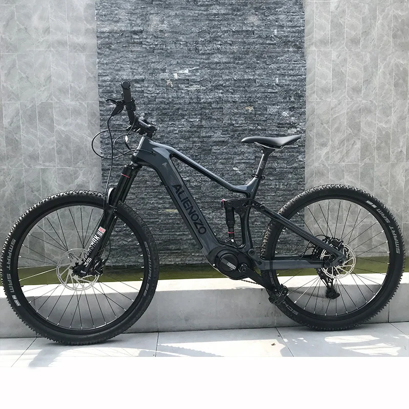 

New 27.5er full suspension soft tail carbon fiber with Bafang 500W mid motor electric mountain e-bike