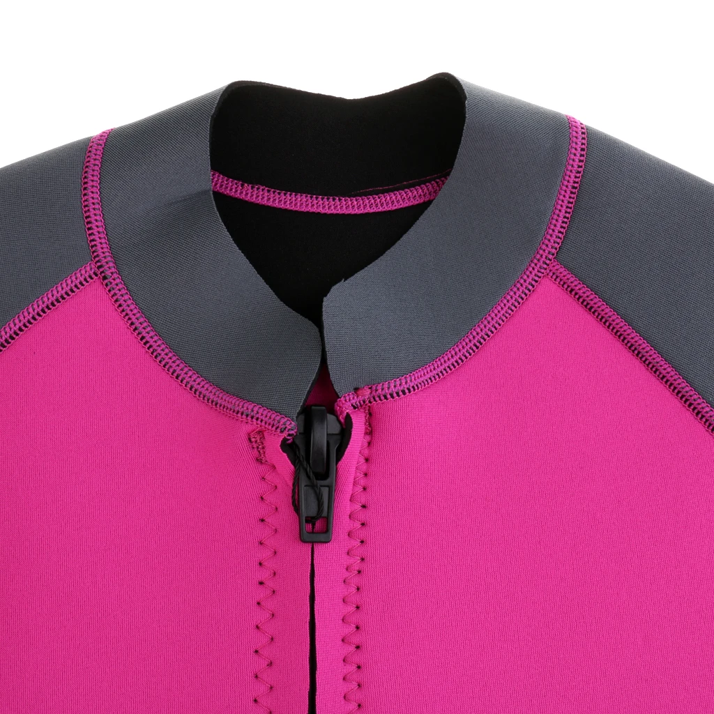 Women 3mm Neoprene Surfing Wetsuit 1-Piece Swimsuit Long Sleeves With Zipper Bikini Style Wetsuit