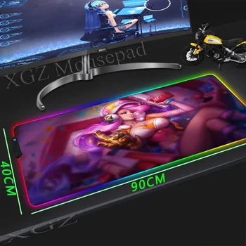 

XGZ Anime Devil Killer Sexy Girl Computer Desk Mat Black Locking Edge Custom Large RGB Mouse Pad Non-slip 40x90/30x80 Xxl