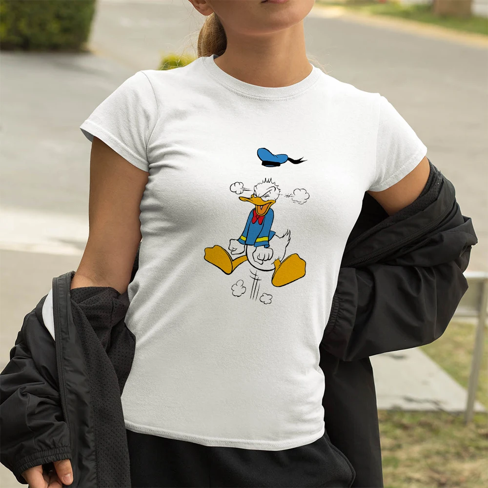 Camiseta con estampado divertido pato Donald para Mujer, Ropa estética de dibujos animados clásica de Disney para Mujer, Ropa Harajuku de años 90, Ropa Tumblr para Mujer - AliExpress