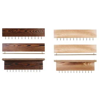 

3Pcs Wall Mounted Jewelry Organizer, Rustic Wood Rack for Earring, Bracelet and Necklace Holder - Jewelry Hanger Rack
