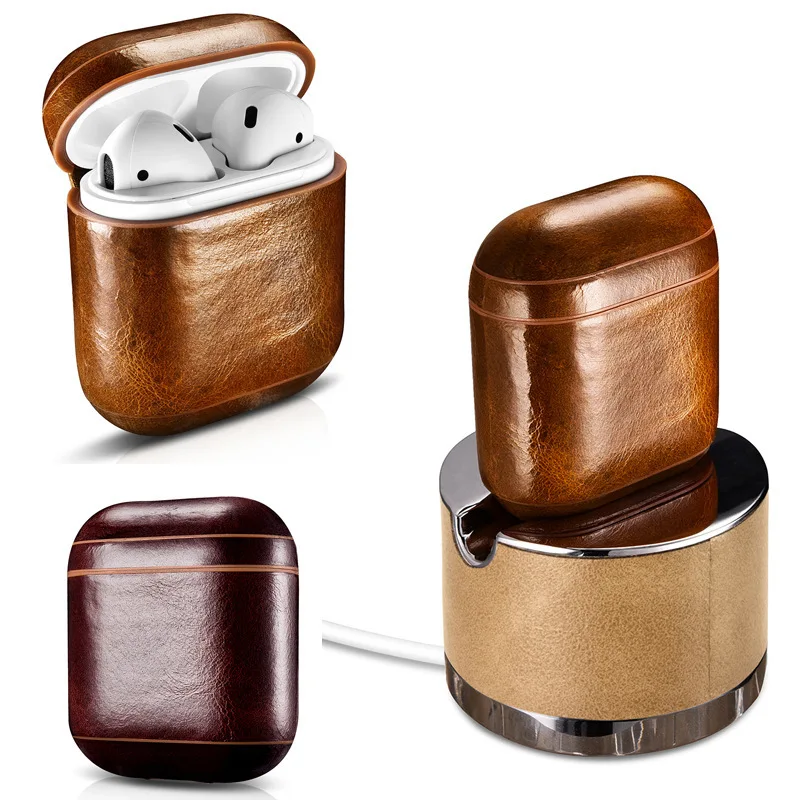 Natural Leather Wireless Headset Protecting Cover for iPhone Shock resistant Shatter resistant Bluetooth Headphone