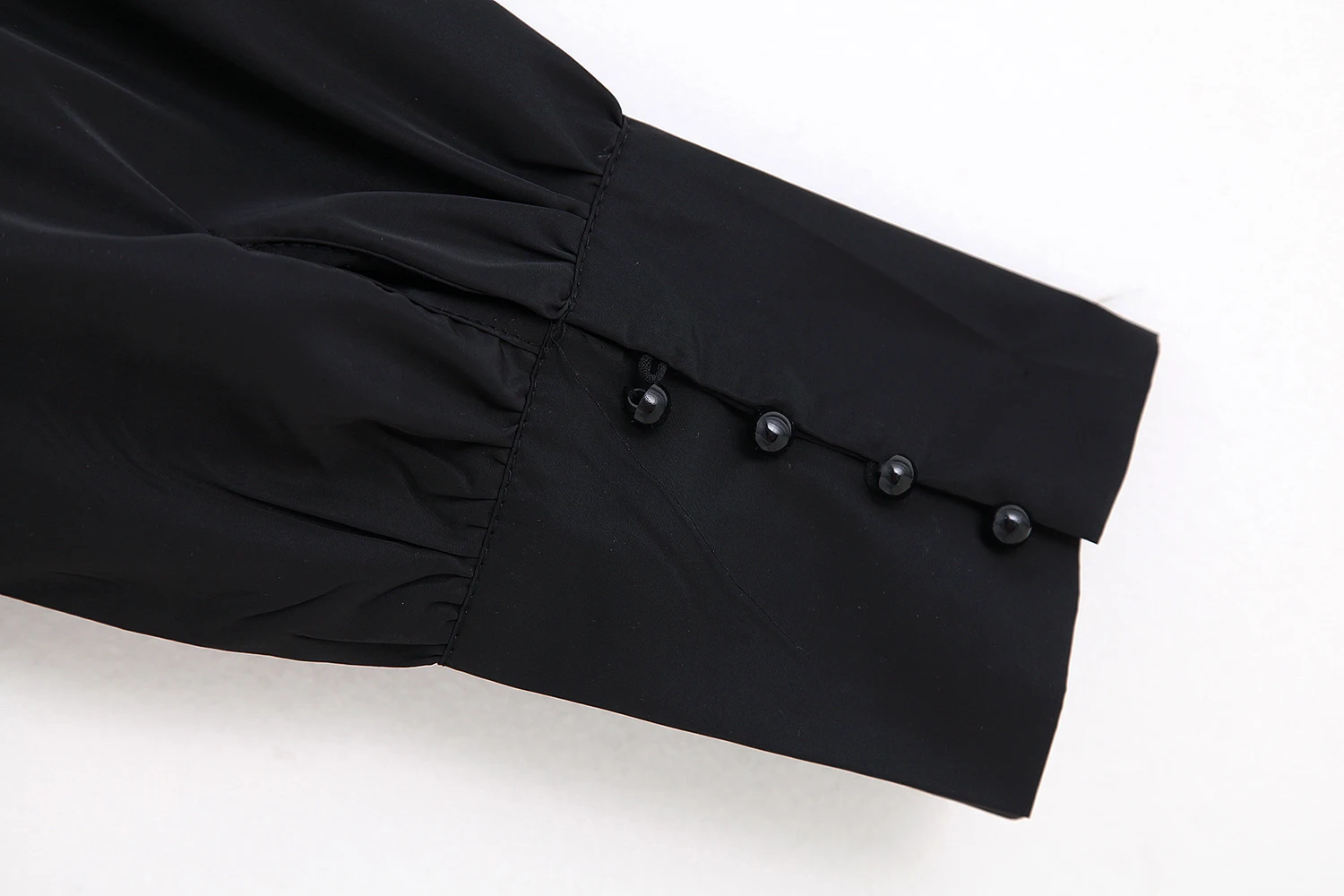 Мода Za, сексуальная женская однотонная черная плиссированная футболка, длинный рукав-фонарик, v-образный вырез, футболка, пуловер, Ретро стиль, тонкие повседневные топы