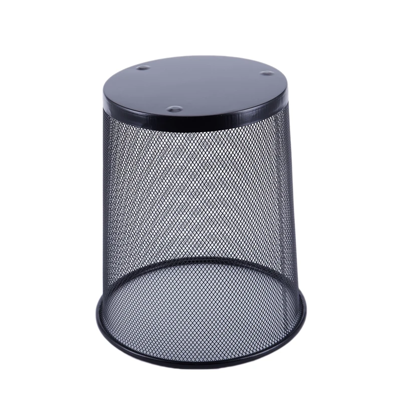 IALJ Top Office Can iron Mesh Waste Bin Wastebasket Rubbish Paper Net Trash Basket Black 26.5*23.5*18.5cm