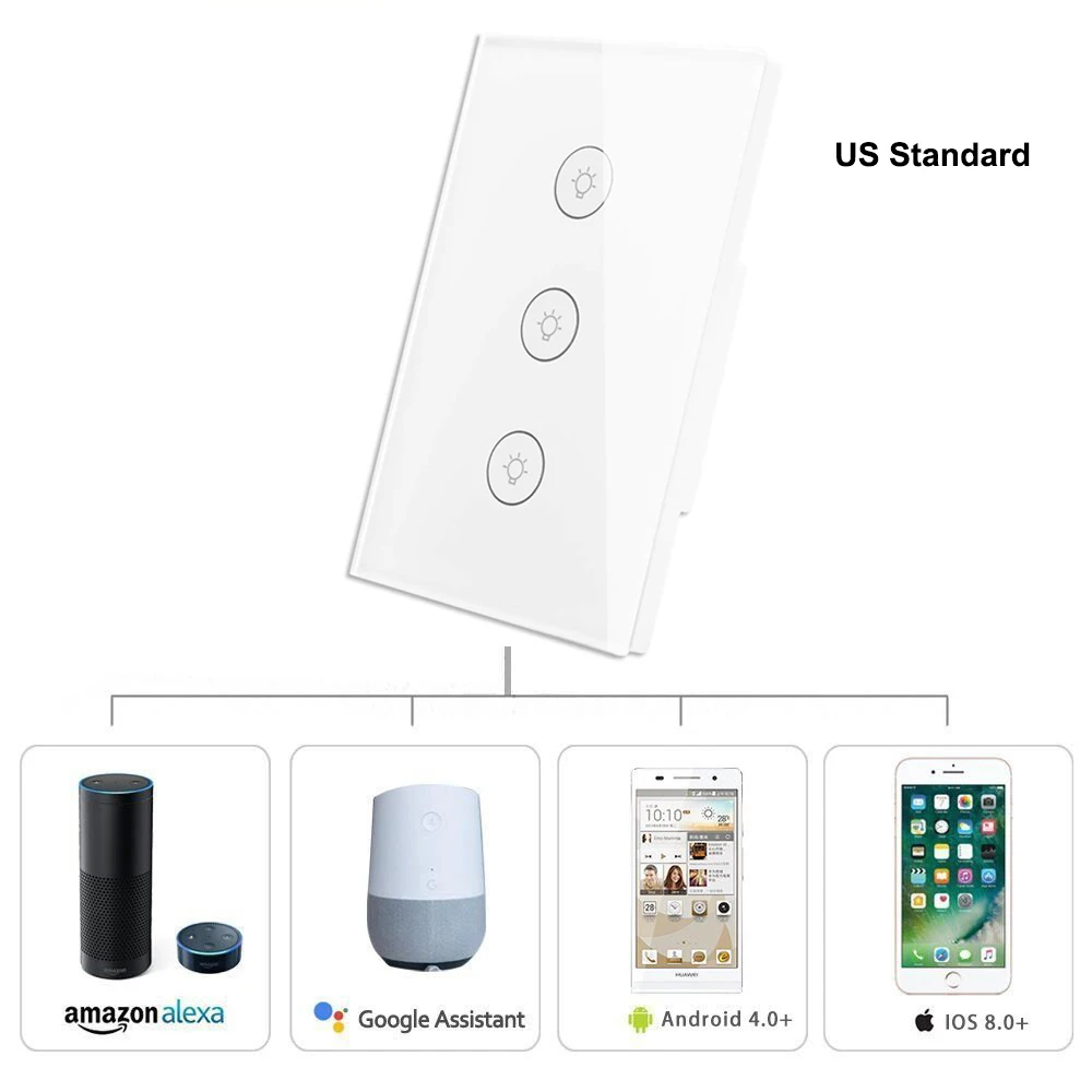 3 Gang Voice Control Smart WiFi Wall Switch Compatible with Alexa Google Home for DIY your Smart Home Smart Life
