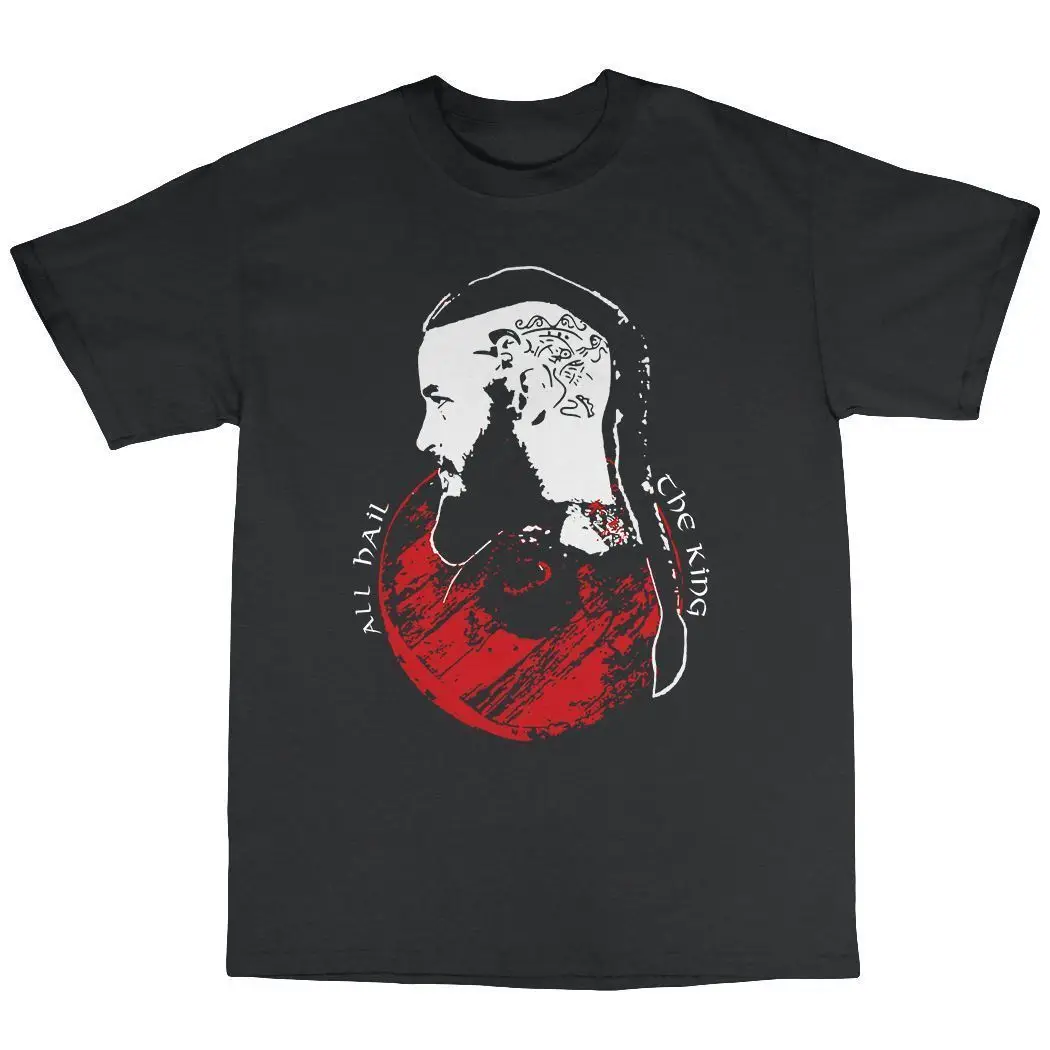 Футболка с надписью All Hail The King Vikings Inspired хлопковая Ragnar Lothbrok Valhalla крутая
