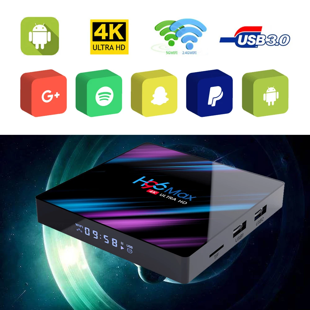 

Android Tv box 9.0 H96 MAX RK3318 4GB Ram 32GB 64GB Rom set top box Google Voice Assistant Netflix 2.4/5.0G WiFi 4K Media player