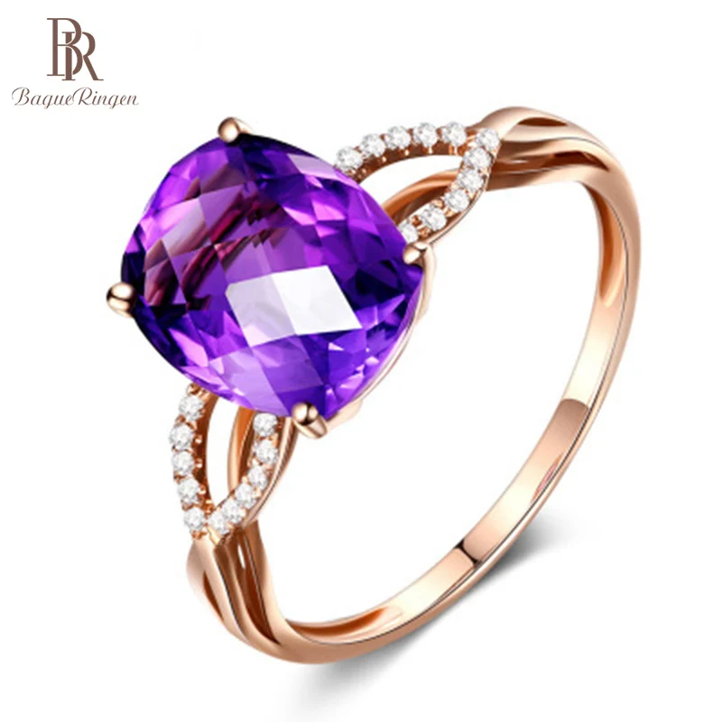 Женское кольцо с аметистом Bague регулируемое из стерлингового серебра 925 пробы геометрическим узором