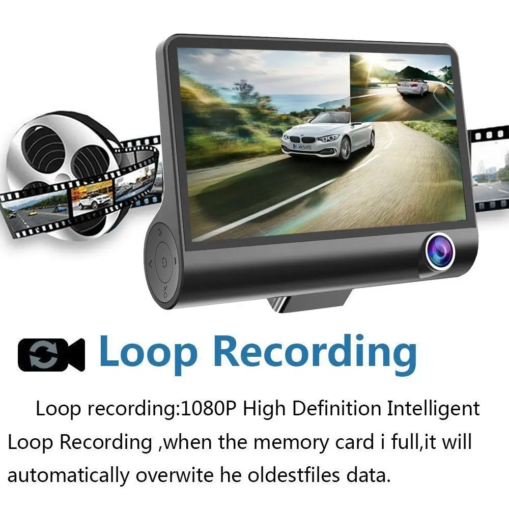 Camecho 4 ''трехполосная 170 градусов широкоугольная Автомобильная камера FullHD 1080P видео регистратор авто видеорегистратор видеомагнитофон g-сенсор