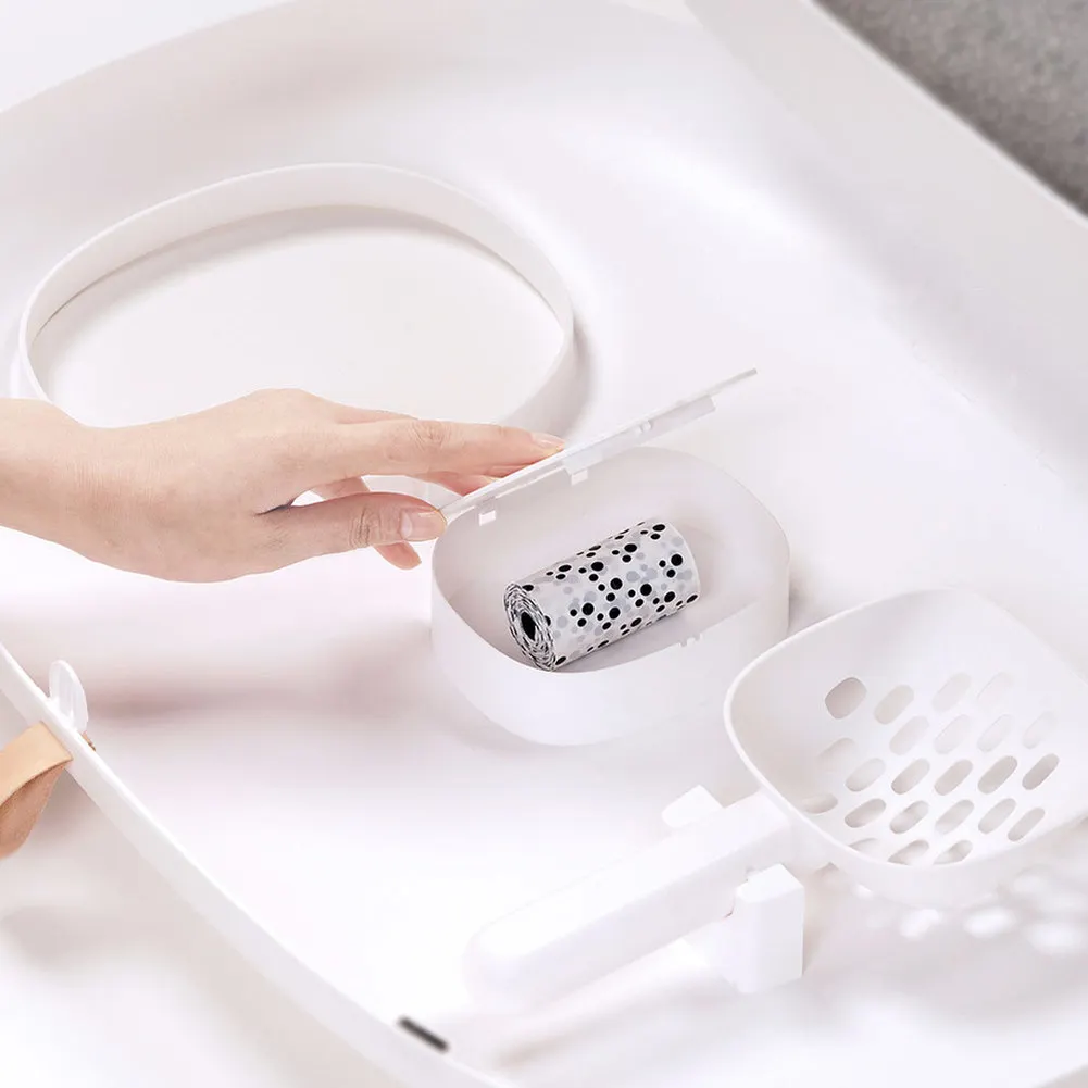 Cat Litter Box Semi-Closed Design with Scoop Luxury Large Smart Cat Litter Tray Bedpans Sand Toilt Training Cat Kitten Cat Litter Box Semi-Closed Design with Scoop Luxury Large Smart Cat Litter Tray Bedpans Sand Toilt Training Cat Kitten