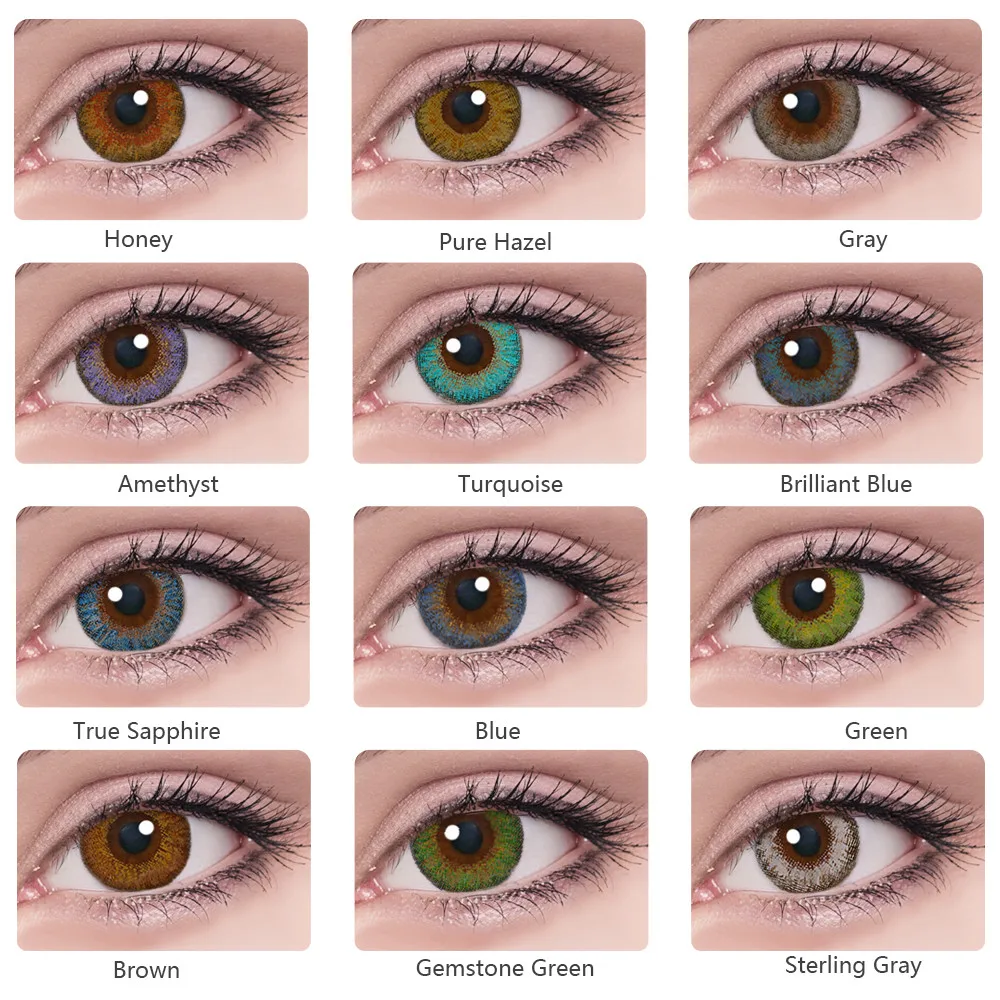 Lentes de contacto de Color rosa, Anime, gris, verde, azul, delineador de cejas para cosméticos para ojos, contacto de ojos, Anime, Cosplay, ojo brillante