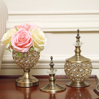 

European Crystal Glass Vase Livingroom Flower Arrangement Home Decoration Wedding Gifts Candy Box Storage Bottles Jar Ornament