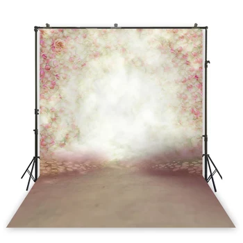 

HuaYi photography pink white flowers decoration backdrops cement floor photography for wedding party backdrops XT-6754