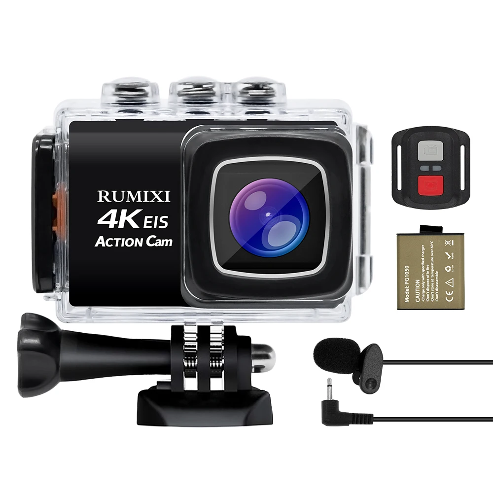 

Action Camera 4 K/30fps With EIS Function External Mic WiFi 170D Underwater Waterproof 30M Video Record Remote control Sport Cam