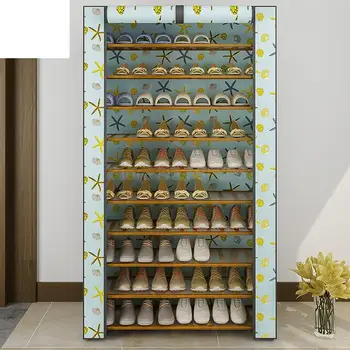

Door multi-layer shoe rack dust cloth cover space saving simple bamboo shoe cabinet home economy large capacity storage shelf