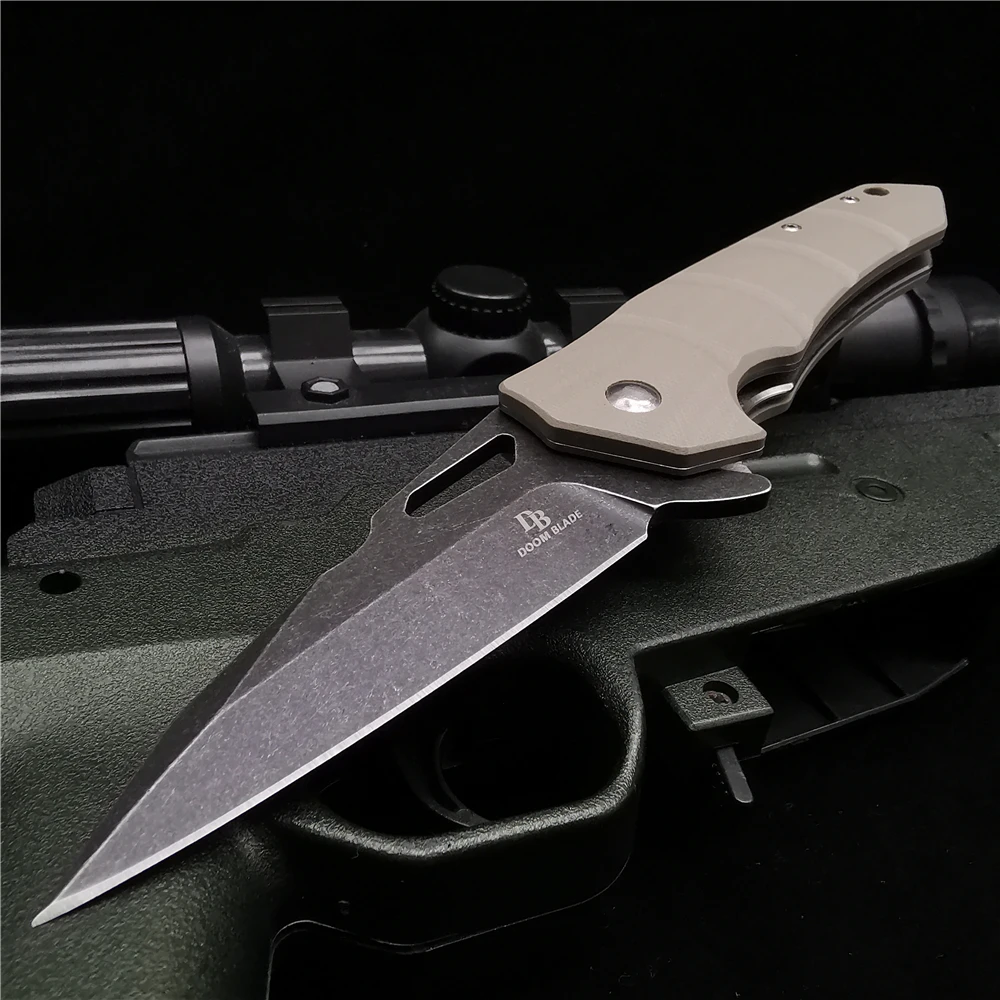 DOOM BLADE Folding Knife, D2 High quality Hunting Knife, Outdoor Camping Hunting, Survival EDC