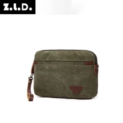 2021 Man Canvas Bag Top Quality Men's Wallet Coin Purse Multi-function Male Handbag Mobile Phone Bag Large Capacity Clutches