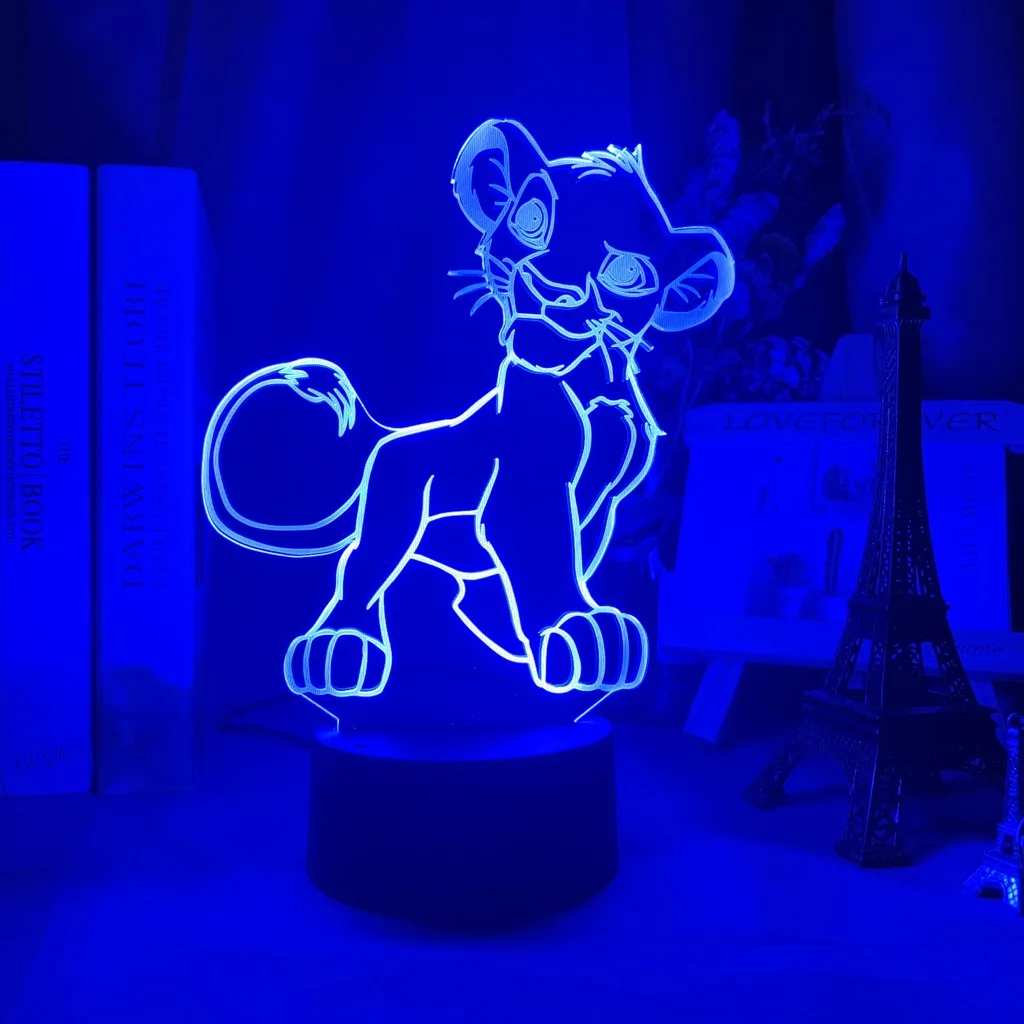 Король Лев Simba рисунок детский Ночной светильник светодиодный сенсорный датчик изменение цвета Ночной светильник для детей Детская спальня настольная лампа 3d
