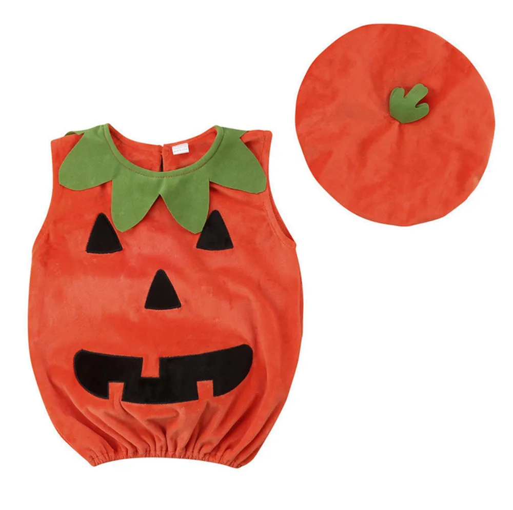 Kids Halloween Party Costumes Toddler Baby Pumpkin Costume Cosplay for Baby Girl Boy Fancy Dress Hat Outfit Cute Clothes