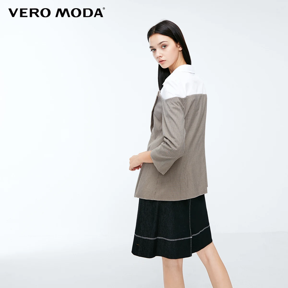Ceny Vero Moda styl angielski z kołnierzykiem z klapami szwy pledy koszula bluzka | 318431510