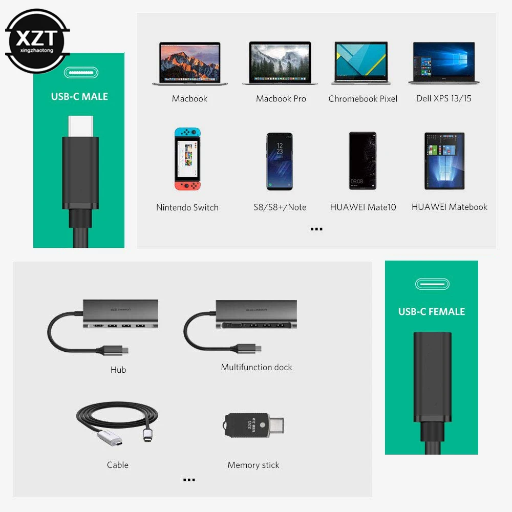 Кабель удлинитель USB Type C штырь гнездо 1 м|Кабели VGA| |