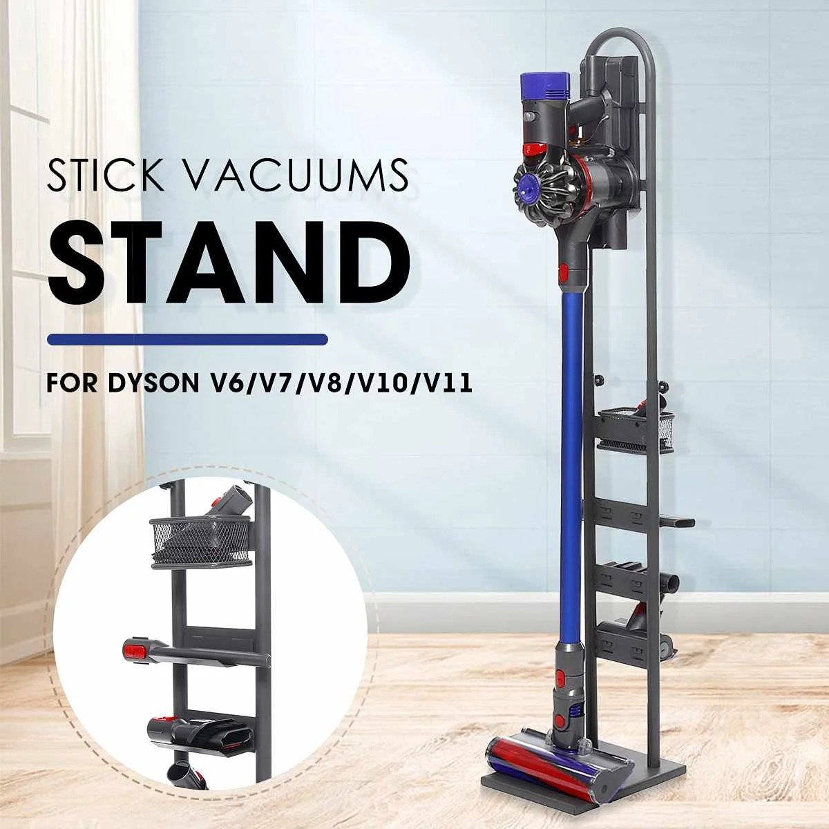 Vacuum Cleaner Storage Basket Rack Steel Stick Stand Home Tool