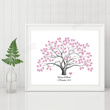 

Personalized Wedding Tree Fingerprint Signature Guest Book Canvas Poster For Birthday Baby Shower First Communion Party Souvenir