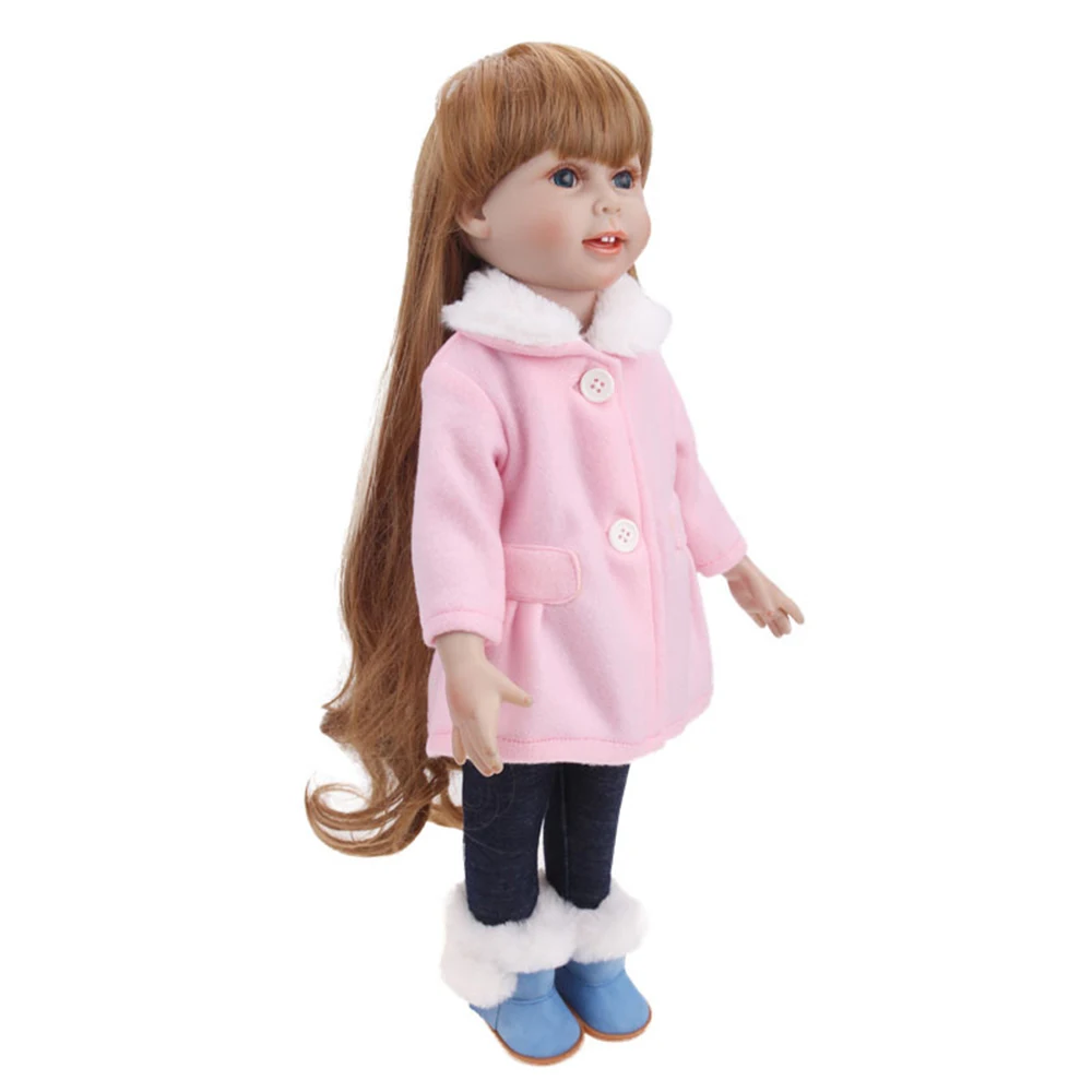 Кукольная одежда для 18 дюймов американская детская игрушка зимняя одежда ветряные розовые и красные модные джинсы с пальто