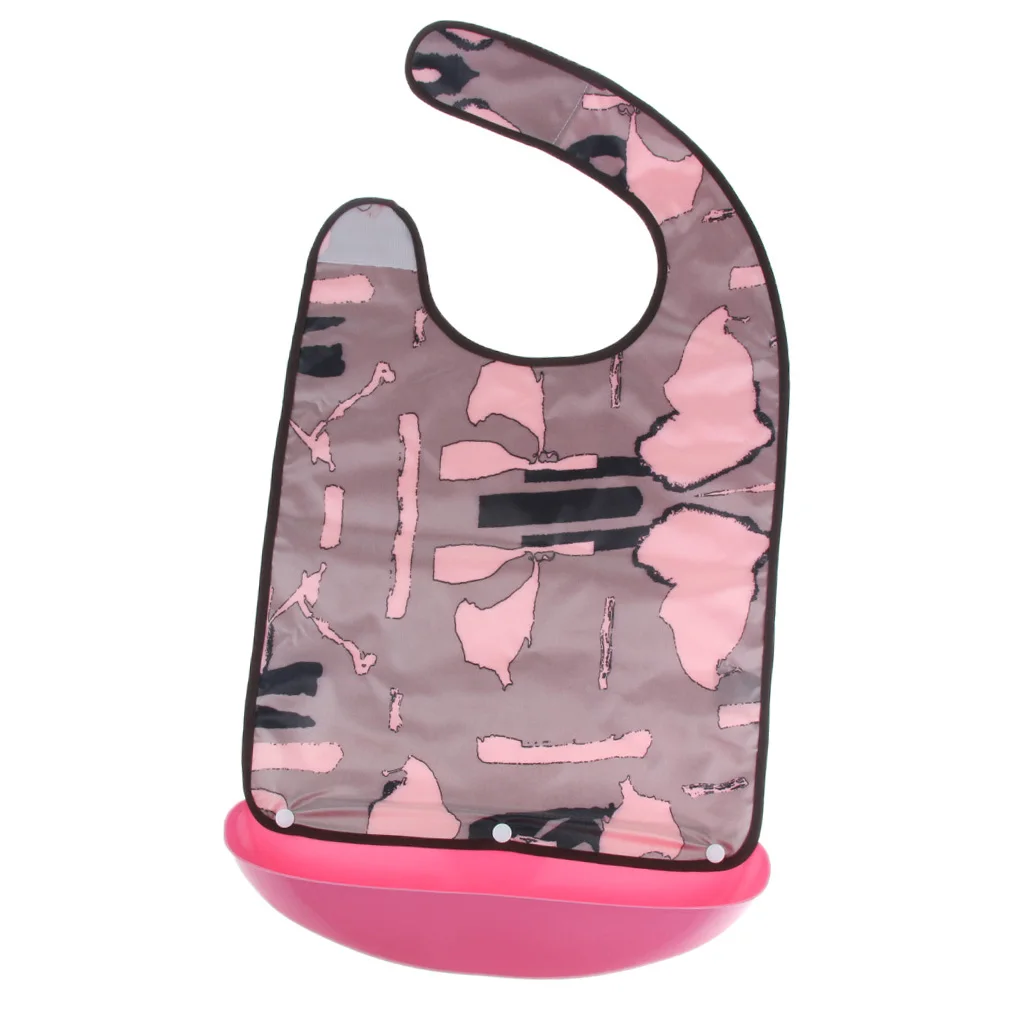 Large Adult Bib Reusable Washable Clothing Mealtime Protector Apron with Detachable Food Catcher